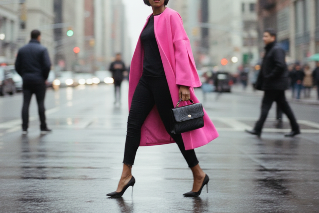 Pleated sleeve belted coat