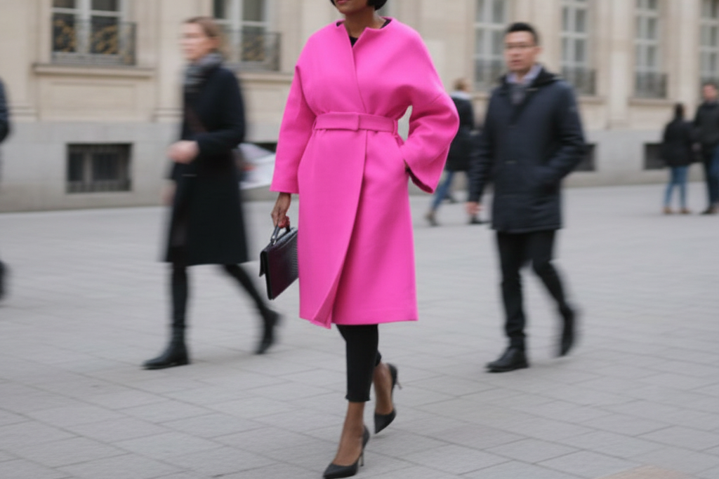 Pleated sleeve belted coat